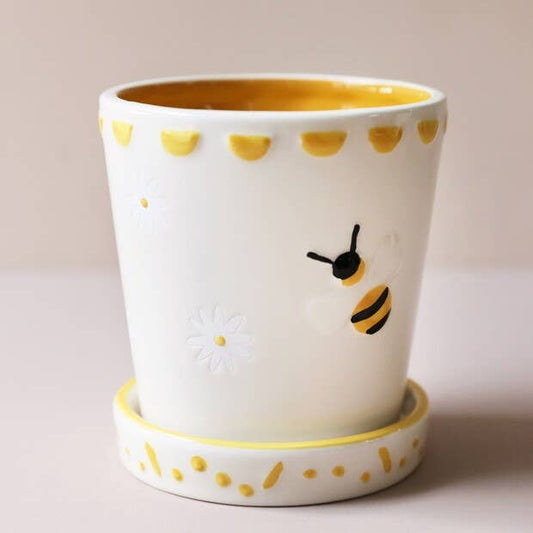 Small Bee Ceramic Planter and Tray