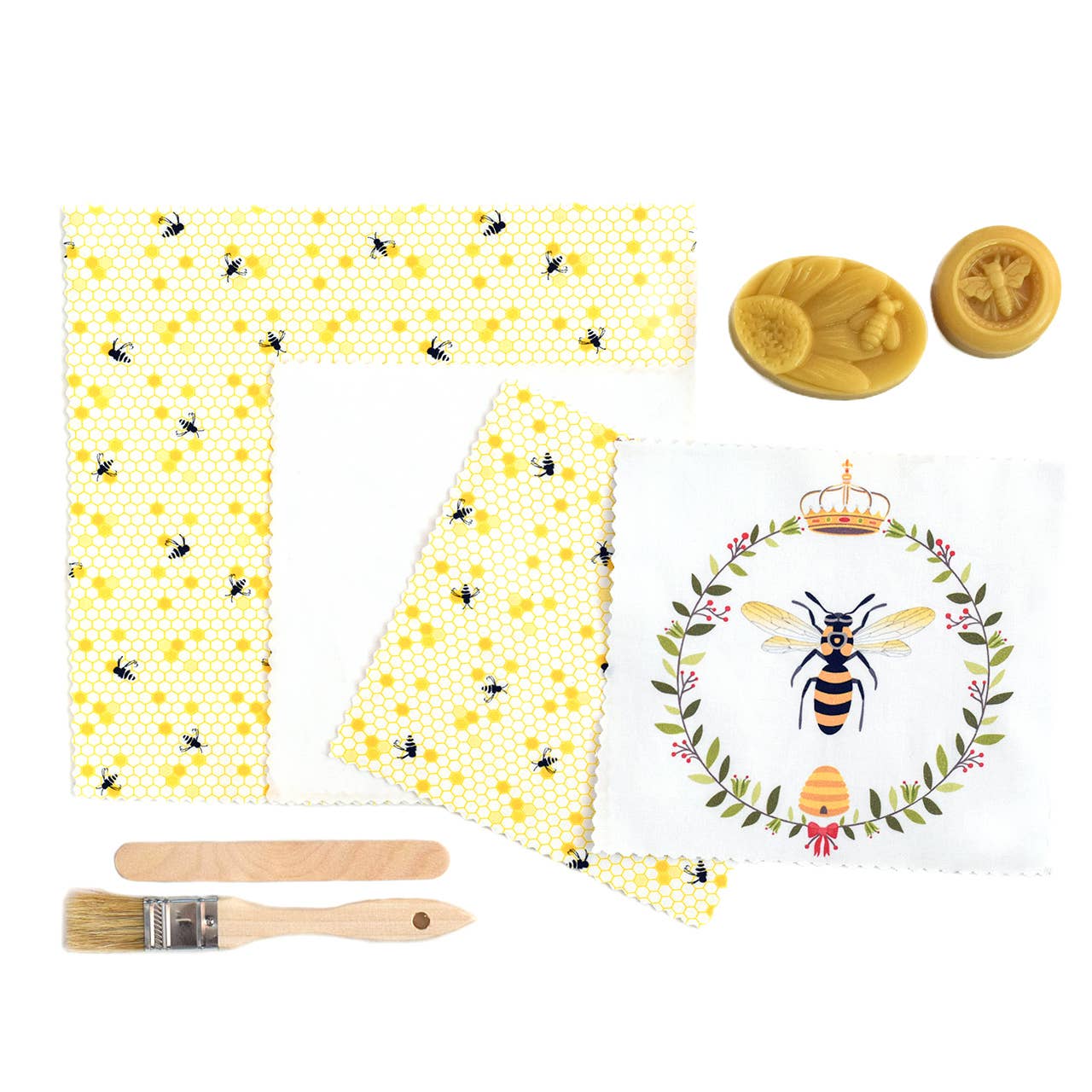 DIY Beeswax Food Wrap Complete Kit "Queen Bee Pattern"